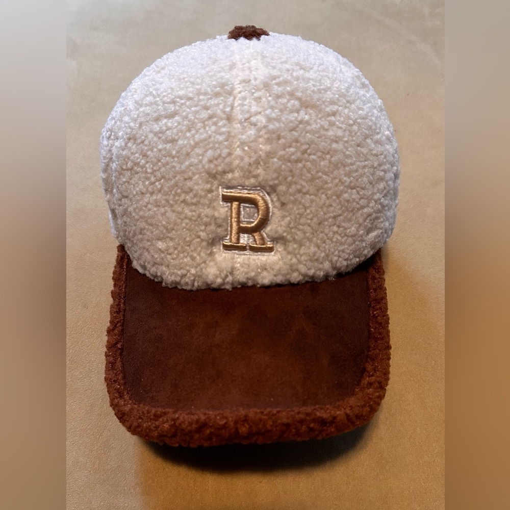 Adults or Kids Plush Cozy Brown and Cream Baseball Cap